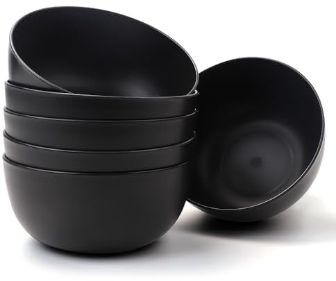 Bugucat Müslischalen Groß 6er Set 1400ML,Bowl Schüssel Suppenschüssel Bruchfeste Salatschale aus Kunststoff für Suppe Müsli Ramen Salat,Ramen Schüssel Schüssel Set für Grillpartys