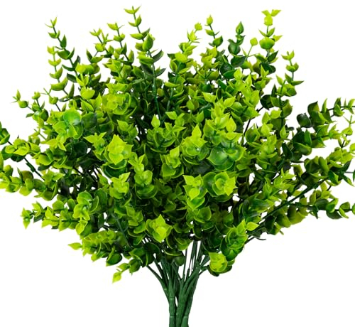 Nigirior 10 Bundles Artificial Plants Outdoor Fake Boxwood Shrubs Grass for Pot Garden Verandah Decor for Window Garden Office Patio Backyard Planter Pathway Front Porch (Green)