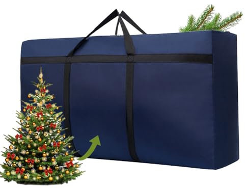 Odot Sac Rangement Sapin De Noel, Sac Rangement Noel Moyen, Sac de Rangement de Sapin, Sac de Rangement pour Sapin de Noël Artificiel - avec Poignées Renforcées (110x60x35cm,Bleu Marine)