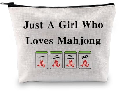 JXGZSO Lucky Mahjong Tiles Bag Just A Girl Who Loves Mahjong Brettspiel-Aufbewahrungstasche für Mahjong-Mädchen (Mahjong-Tasche)