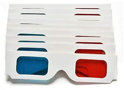 BaYuYPOO 10 Paar Papier 3D Brille Einweg 3D Brille Rot Karton Blau & Brille Weiß
