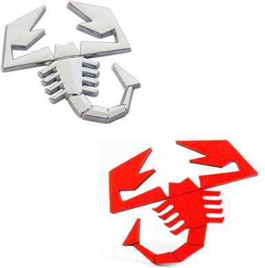 Accessorio Logo Scorpione, 2 Pezzi Badge per Diffusore Posteriore, Emblema Distintivo di Alta Qualità e Durabilità, Stemma Logo Scorpione, 3D Emblema Adesivo Massiccio Posteriore Laterale Cromato