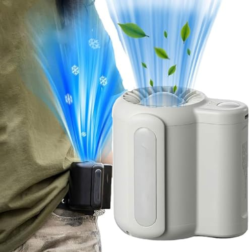 Lumiez Shirt Fan, Ergonable Cool Clip, Taillen Clip Ventilator, Tragbarer Gürtel Ventilator mit 3 Geschwindigkeitsstufen, wiederaufladbar Gürtelventilator für T-Shirts, Jacken, Radfahren (Weiß)