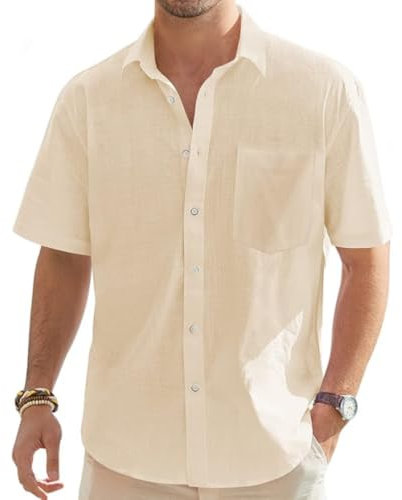 VDDTAGAM Chemisette pour Homme Chemise Homme Ete Chemise Manche Courte Homme Chemise Homme Grande Taille Chemise Lin Homme Chemisette pour Homme Chemise Homme Rose Chemise Homme Ete Ch(Khaki,6XL)