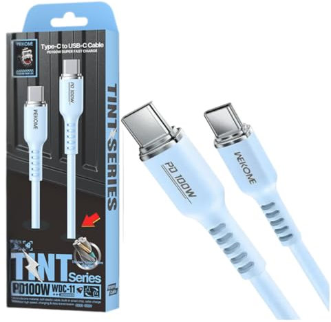 Câble USB C charge rapide 100 W, silicone liquide, USB-C vers USB-C, compatible avec iPhone 15, Xiaomi, Samsung. Câble USB mobile, tablette, appareil photo (bleu)