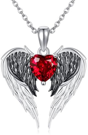 DAYLINLOVE Engel Teufel Halskette 925 Sterling Silber Engel Flügel Anhänger gotische Halskette Halloween Schmuck Geschenke für Frauen
