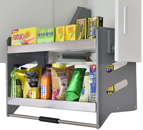 Ausziehbarer Schrank-Organizer Aus Edelstahl 304 – 2-stufiger Küchenschrank, Herunterziehbare Regale, Herausziehbares Regalsystem, Platzsparendes Brett For Küchengeräte. Heben Sie Den Oberen Schrank A