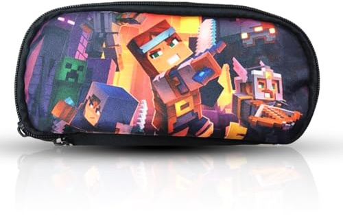 IFHDO Miner Federmäppchen Bleistift Tasche Mehrere Fächer Federtasche Tragbares Schreibwaren Cartoon Reißverschluss Mäppchen Schule Federtasche für Teenager Kinder Etui (20x5x10CM)