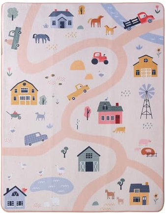 Wolkenweiche Spielmatte Baby 160x120x1,5cm – Kinderzimmer Teppich mit hochwertigem Memory-Schaum – Krabbelmatte Baby mit rutschfester Unterseite – Autoteppich für Kinder, Kinderteppich, Straßenteppich