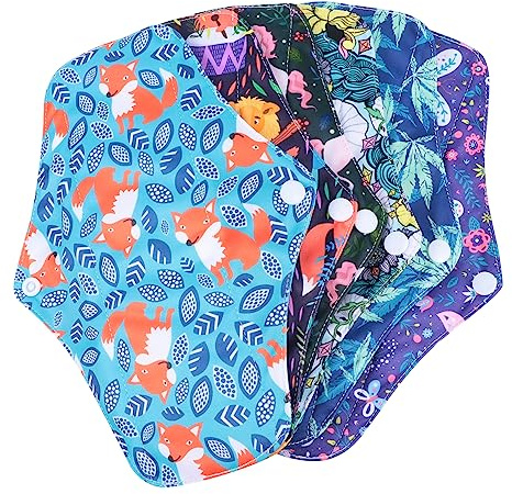 Healeved 6piezas Almohadillas Menstruales De Reutilizables Absorbentes y Ecológicas Diseño De Botones Para y Postparto Fabricadas Carbonizado
