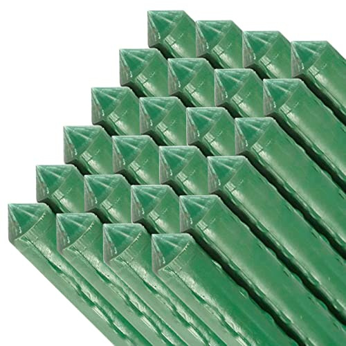 Tradineur - Pack de 24 tutores de Acero plastificado para Plantas, Varillas, Soportes, estacas, guías para Tomates, judías, árboles, Cuidado del jardín (Verde - 1,10 x 150 cm)