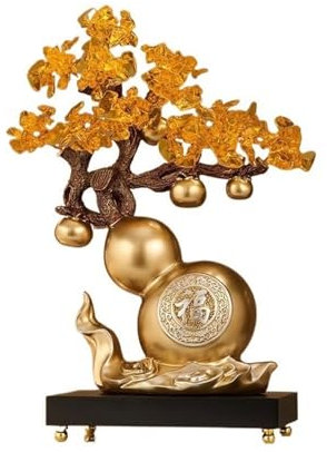 Lizhuzhuzs28 Crystal Tree Home Crystal Money Tree, Fortune Gourd Wine Cooler Decoration, Living Room Office Feng Shui Ornaments Gemstone Tree