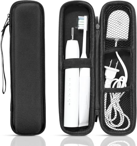 Euqvunn Reiseetui elektrische zahnbürste, kompatibel mit den meisten elektrischen Zahnbürsten, mit weicher Polsterung, Doppelreißverschluss und Aufhängeband für zu Hause und auf Reisen (Oxford)