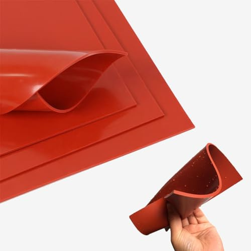 Estresen Rot Silikonmatte Kunsthandwerksmatten Silikonmatten für Kunsthandwerk, Schmuckguss, Harzformungen Matten zur Herstellung von Dichtungen und Abdichtungen 50x50CM Dicke 5mm