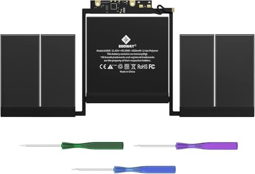 A1706 battery, Egoway A1819 Replacement Laptop battery for MacBook Pro 13 inch Touch Bar A1706 (Late 2016 year, Mid 2017 year), EMC 3071 3163 [11.41V/4320mAh]