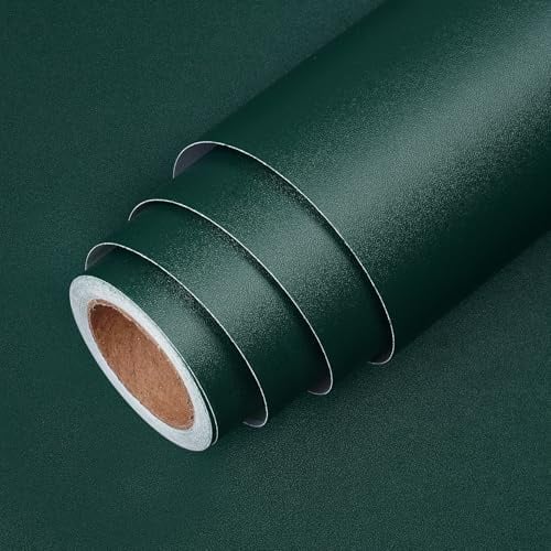 LACHEERY Selbstklebende Tapete Dunkelgrün Einfarbig Tapete Selbstklebend Schlafzimmer 40cm x 200cm Klebetapete Grün Wasserfest Vinyltapete Wand Tapeten Wohnzimmer Wandtapete für Schrank Badezimmer