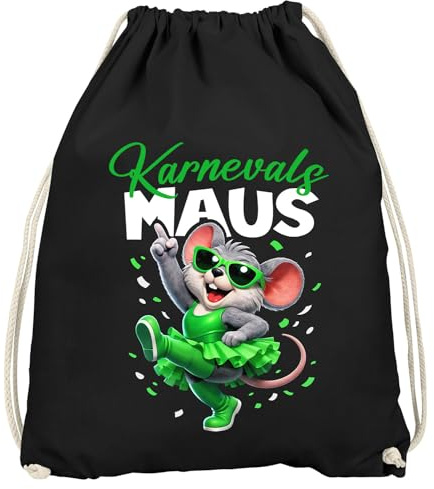 MoonWorks® Turnbeutel Karneval Maus Spruch lustig Faschingsartikel Gadget Karneval Tasche Party Accessoires Gymbag Schwarz-gruen unisize