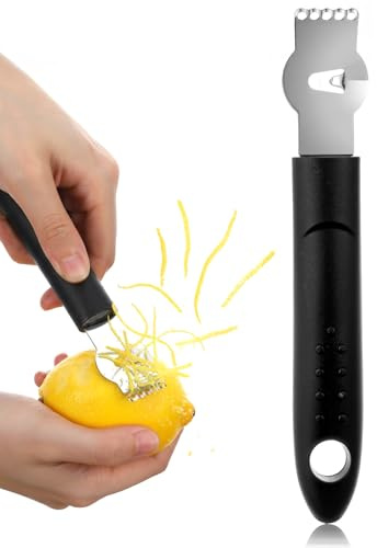 Stainless Steel Lemon Zester Grater with Channel Knife, Citrus Zester Tool, Orange Peeler Tool for Cocktails, Lemon Grater Zesters, Citrus Peeler for Cocktails 6.10 × 0.87 Inch