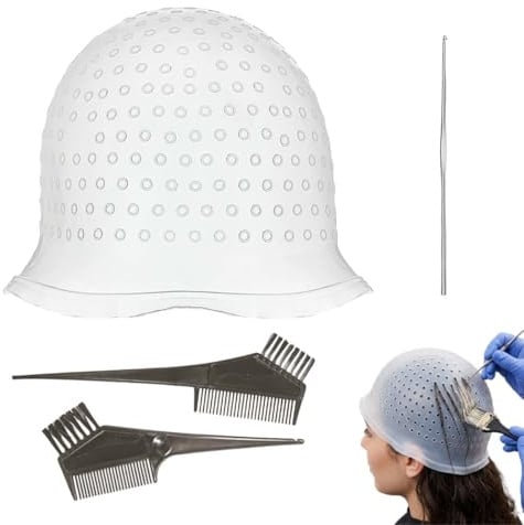 Androxeda Cuffia per Meches con Foro Perforato, Kit per Schiarire i Capelli, Set di Strumenti per Balayage, Per Acconciature e Styling a Casa