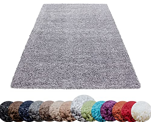 HomebyHome Shaggy Teppich 300x400 cm XXL für Wohnzimmer - Shaggy Teppich Hochflor Hellgrau Extra Weich und Flauschig - Langflor Groß Teppiche für Schlafzimmer, Esszimmer, Küche, Flur - Carpet, Halı
