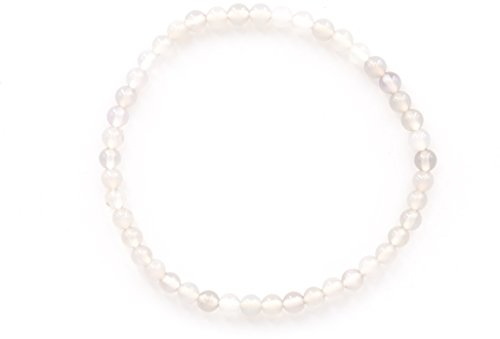 Taddart Minerals – Graues Armband aus dem natürlichen Edelstein Achat mit 4 mm Kugeln auf elastischem Nylonfaden aufgezogen – handgefertigt
