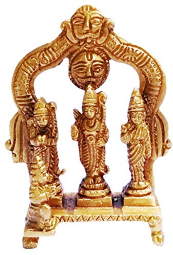 Purpledip Messing-Statue Ram Darbaar: Rama, Sita, Lakshman, Hanuman (11429)