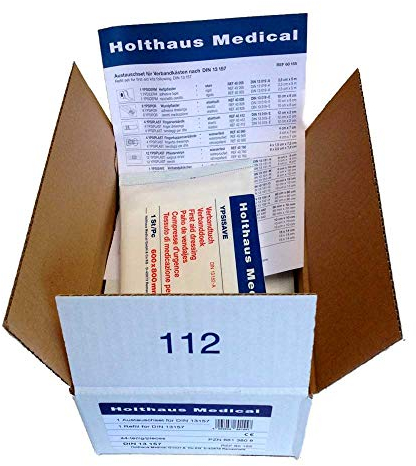 Holthaus Medical Austauschset DIN-Füllung Füllsortiment Verbandsmaterial, Betriebe, DIN 13169, 88-tlg.