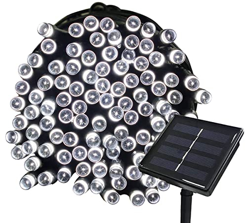 Tuokay, Solar Lichterkette Außen, 22m 200 LED 8 Modi Wasserdicht LED Außenlichterkette, Dekorative Beleuchtung für Garten Balkon Pavillon Terrasse Rasen Hof Zaun Deko (Weiß)