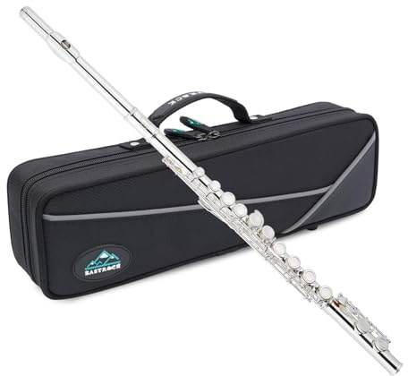 EastRock Closed Hole Flutes C 16 Key for Beginner, Kids, Student Silver Nickel Flute with Case Stand and Cleaning kit