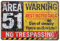 ERLOOD Metallschild Area 51 No Trespassing, Militär, Vintage, Retro, Aluminium, 30,5 x 20,3 cm