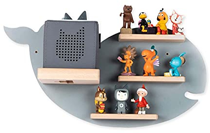 BOARTI das Original Kinder Regal Wal small in Grau - geeignet für die Toniebox und ca. 20 Tonies - zum Spielen und Sammeln