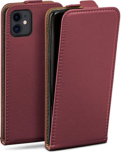 MoEx Custodia a Portafoglio per Apple iPhone 11, Pieghevole, Protezione Completa a 360 Gradi, Pelle vegana, Custodia per Cellulare con Chiusura Verticale, Magnetica, Marrone - Rosso