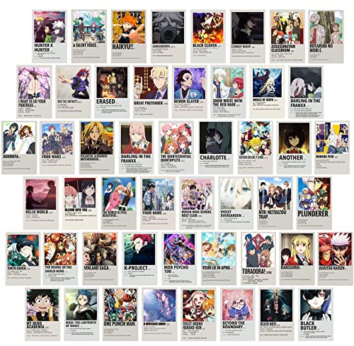 YongHang 50 Stück Anime Poster Set ästhetische Bilder Anime Wand Collage Kunstposter Anime Deko für Zimmer Wohnzimmer Wohnheim Schlafzimmer