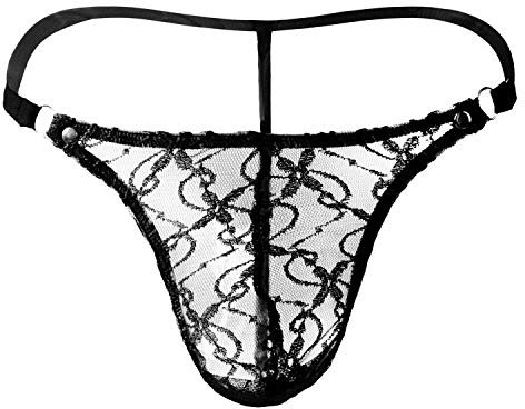 JFAN String Homme Culotte en Dentelle pour Hommes avec Imprimé Floral Mini String Culotte