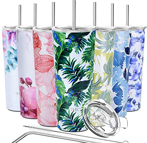 Thily Edelstahl-Kaffeetasse, 780 ml, dreifach isolierter Reisebecher mit spritzwassergeschütztem Deckel, für Eisgetränke und heiße Getränke, Smoothies, grüne Pflanzen