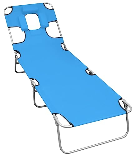 vidaXL Sonnenliege Klappbar mit Kopfkissen Gartenliege Strandliege Freizeitliege Gartenmöbel Liege Campingliege Relaxliege Stahl Türkisblau