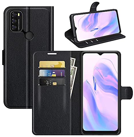 Fertuo Hülle für Blackview A70 / A70 Pro, Handyhülle Leder Flip Case Tasche mit Standfunktion, Kartenfach, Magnetschnalle, Silikon Bumper Schutzhülle Cover für Blackview A70 Pro, Schwarz