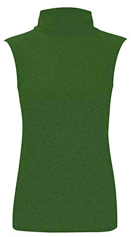 StyleWear Femmes Col Polo Uni Dames Stretch Sans Manches Gilet Col Roulé Haut Col Roulé Pull (Vert Bouteille UK 16-18)