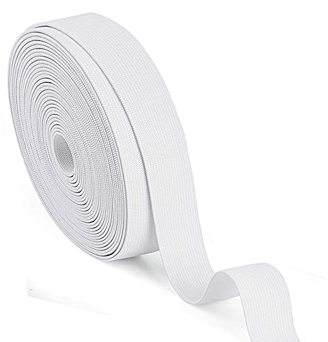 YUTOU Cinta de goma blanca de 20 mm de ancho, para costura, banda elástica para costura, banda elástica para el hogar, bricolaje, artesanía, 10 metros