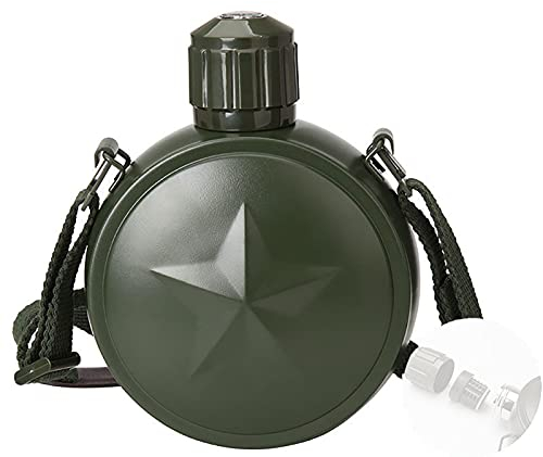 CYLZRCl Flacon Militaire Acier Inoxydable Bouteille Au Vin Tasse Cuisine Bouilloire Randonnée avec Bandoulière Ustensiles Boire Plein Air 800ML (Taille : 800ML)