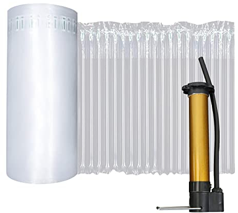 FVIEXE Inflatable Air Column Wrap 13.7 Inch x 164 Feet Bubble Cushioning Roll, Large Bubbles for Shipping Moving Delivering with Pump, Bag Wine Bottle Protector (ColumnWrap-1pcs-CR)