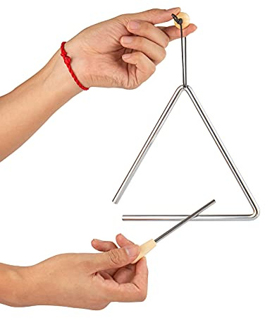 Musfunny Triangle Percussion Instrument 7 Inch: Triangle with Striker | Hand Metal Professional Triangle Instrument - Steel Triangle with Hanging Loop for Concerts Musical Performances
