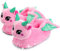 corimori Glimmer der Drache, glitzernde Tier-Hausschuhe für Kinder, witzige Tier-Pantoffeln für Mädchen, EU Einheitsgröße 25-33.5, rosa-grün