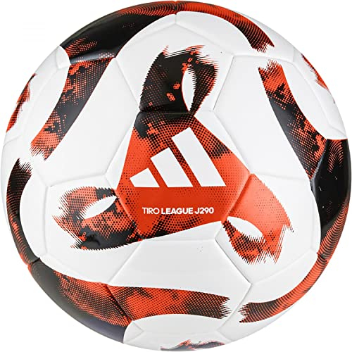 adidas Unisex Kids Ball (Laminated) Tiro Junior 290 League Football, White/Black/Team Solar Orange, HT2424, 4