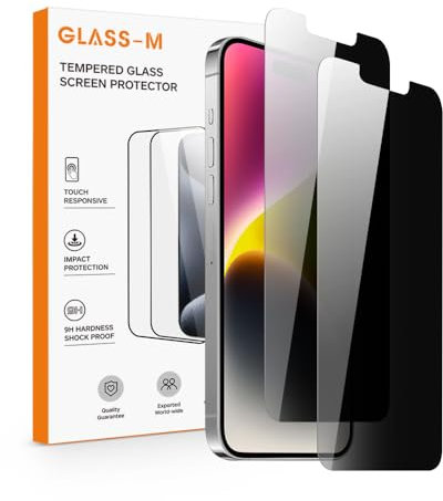 GLASS-M [2 Pack Privacy Screen Protector for iPhone 14 Pro Max 6.7, Anti-Spy Private Tempered Glass Anti-Peep Screen Film Compatible with Face ID
