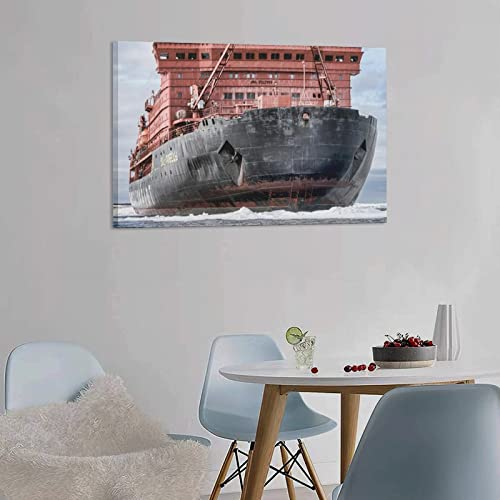 QITEX Bilder Schlafzimmer Seeschiff Eisbrecher Leinwand Poster Schlafzimmer Dekor Sport Landschaft Büro Raum Dekor Geschenk Leinwand Poster 30x40cm Kein Rahmen