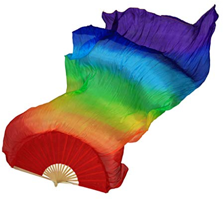 Harilla Weicher Seiden Bauchtanz Schleier Fan LED Fächer Schleier Seiden Fächer Schleier Fächer Langer Faltbarer Fächer