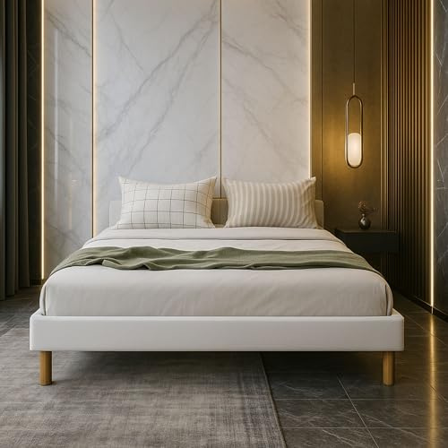 Nuit D'or Mina - Solide et Confortable Sommier Tapissier Blanc + Pieds en 20 cm pour Matelas en 120x190-13 Lattes - Montage Rapide et Facile