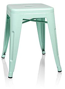 hjh OFFICE 645007 Tabouret métallique VANTAGGIO Vert Pastel Mat Tabouret Design Industriel, empilable, Bas