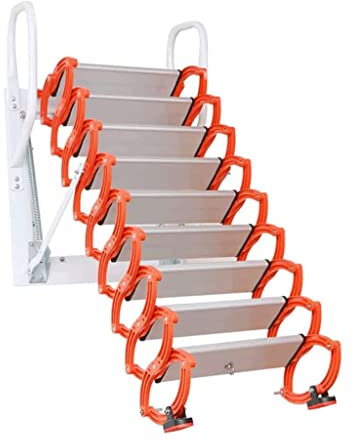 Dachbodenleiter Teleskopische Loft-Leiter, an der Wand montierte, klappbare Dachbodentreppe, einziehbare Dachbodenleiter für Loft Home, klappbare Stufenleiter, Dachboden